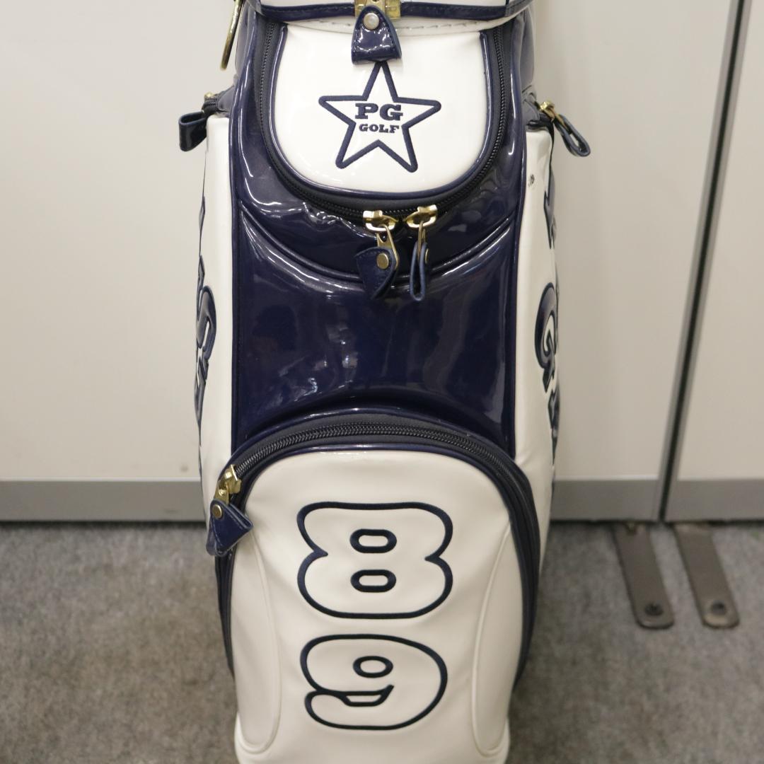 パーリーゲイツ キャディバッグ エナメル ホワイト スマイル89 ゴルフバッグ