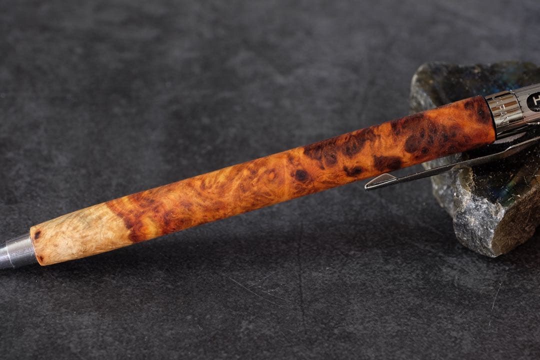 PG5木軸カスタム0224　高村杢工房 製図用シャープペンシル　花梨瘤紅白