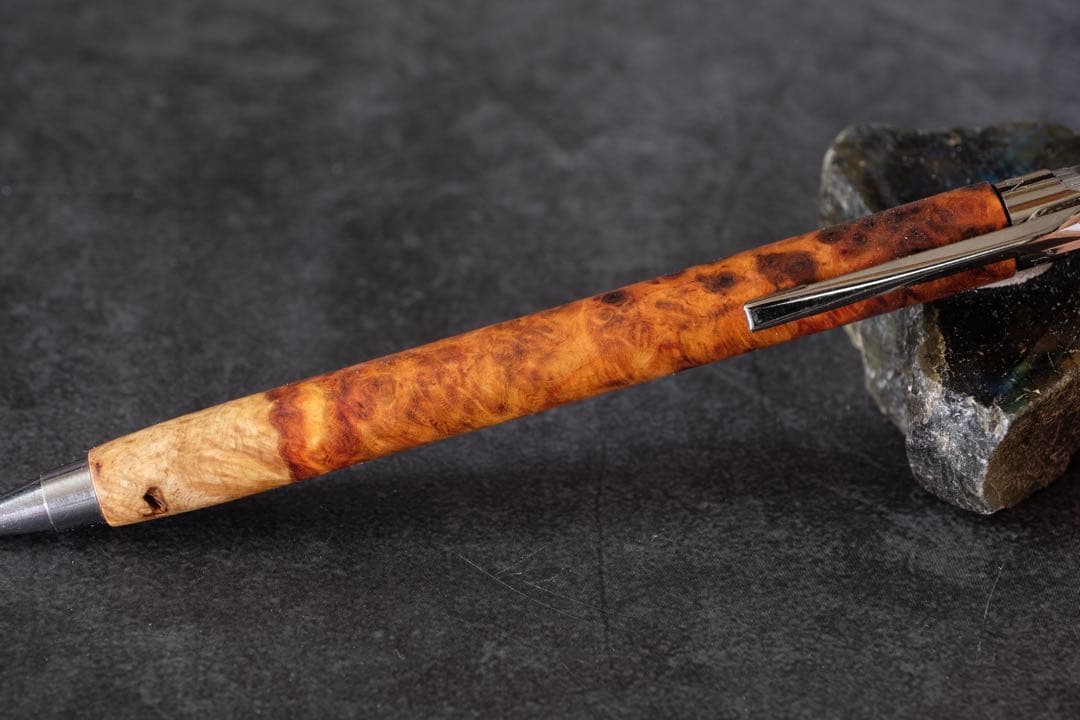 PG5木軸カスタム0224　高村杢工房 製図用シャープペンシル　花梨瘤紅白