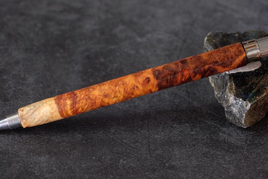 PG5木軸カスタム0224　高村杢工房 製図用シャープペンシル　花梨瘤紅白