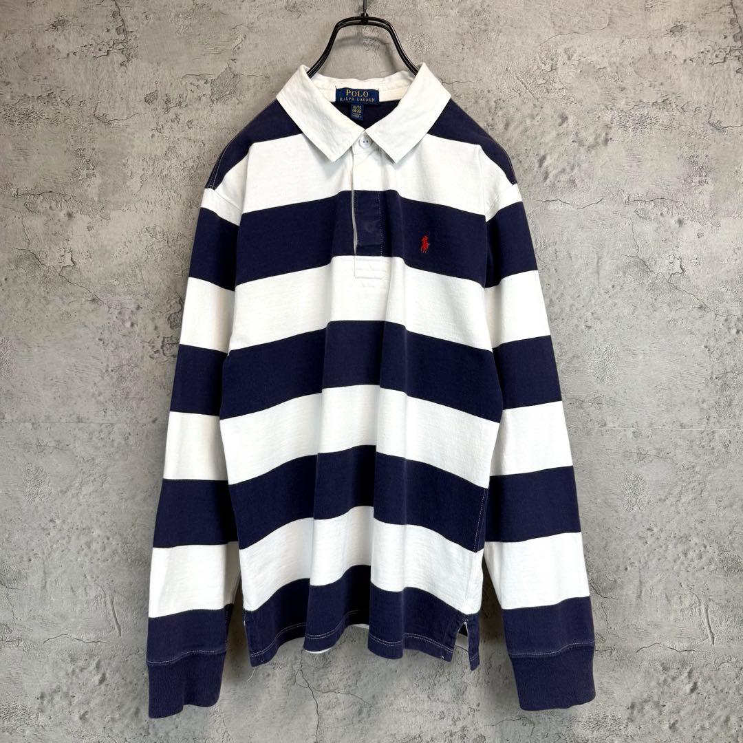 Ralph Lauren ラルフローレンポニー刺繍　太ボーダー　ラガーシャツ