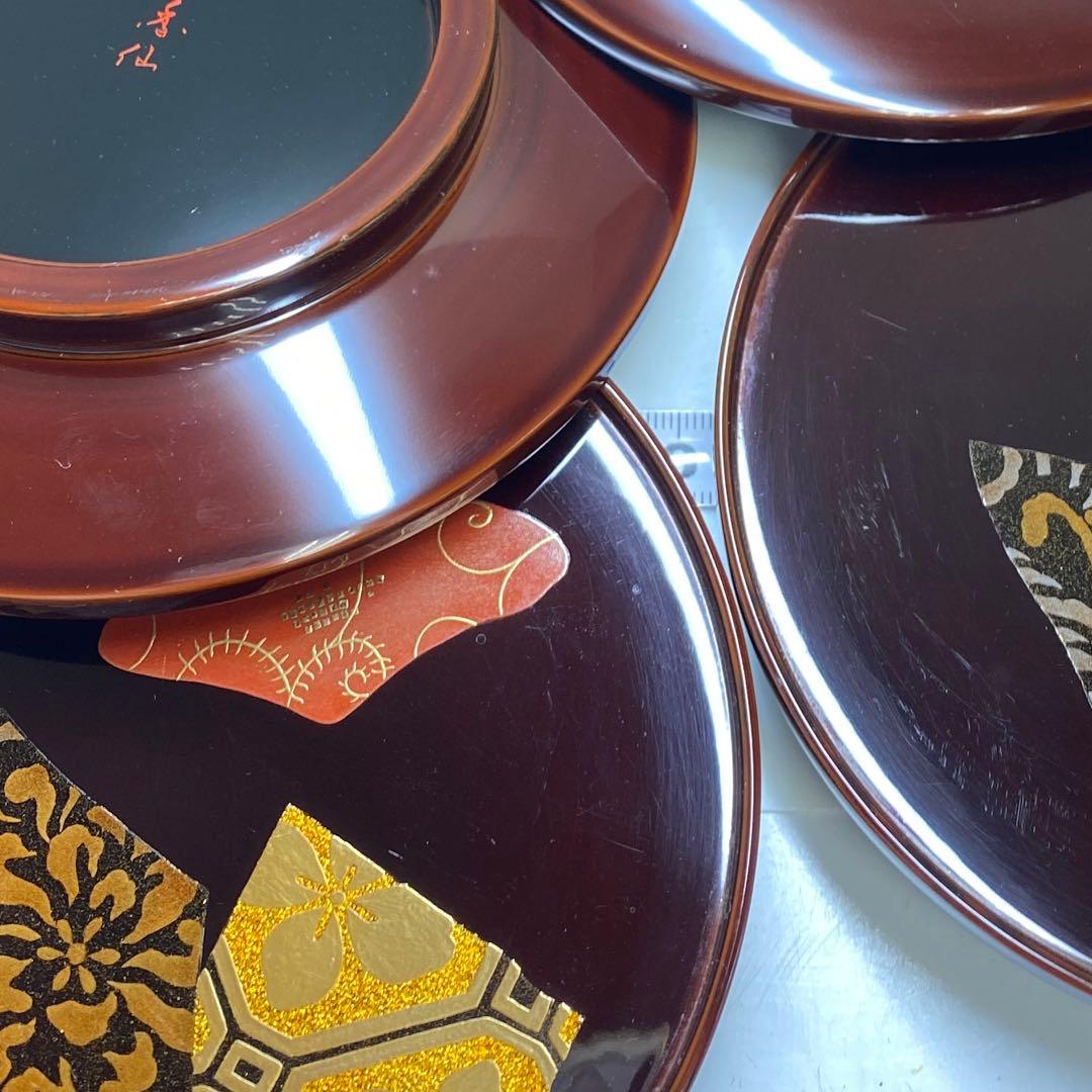 大下香仙 古代裂 蒔絵 銘々皿 共箱 w13.3cm 東キ8-0124①