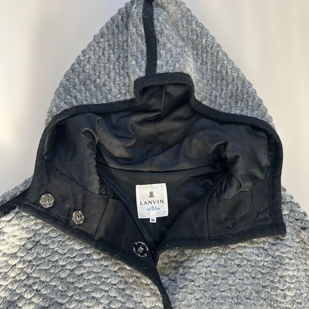 LANVIN en Bleu ケープ　ポンチョ　コート　フード付き　グレー