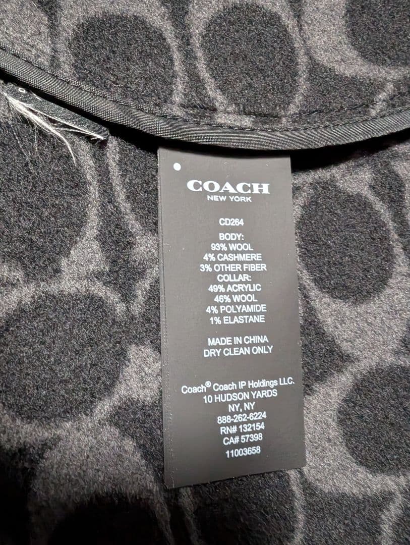 COACH コーチ ケープコート カシミヤ混 黒