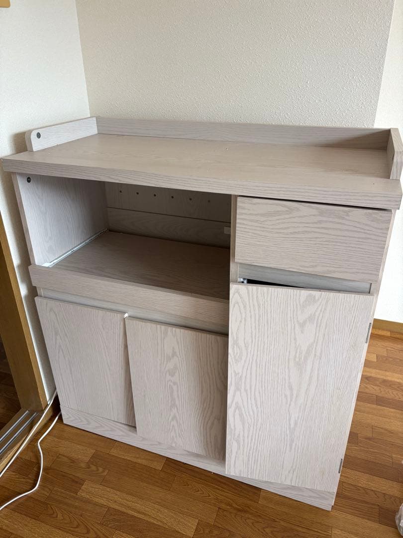 [幅90] 食器棚 レンジ台 ミドルタイプ コンセント付き 選べる2タイプ