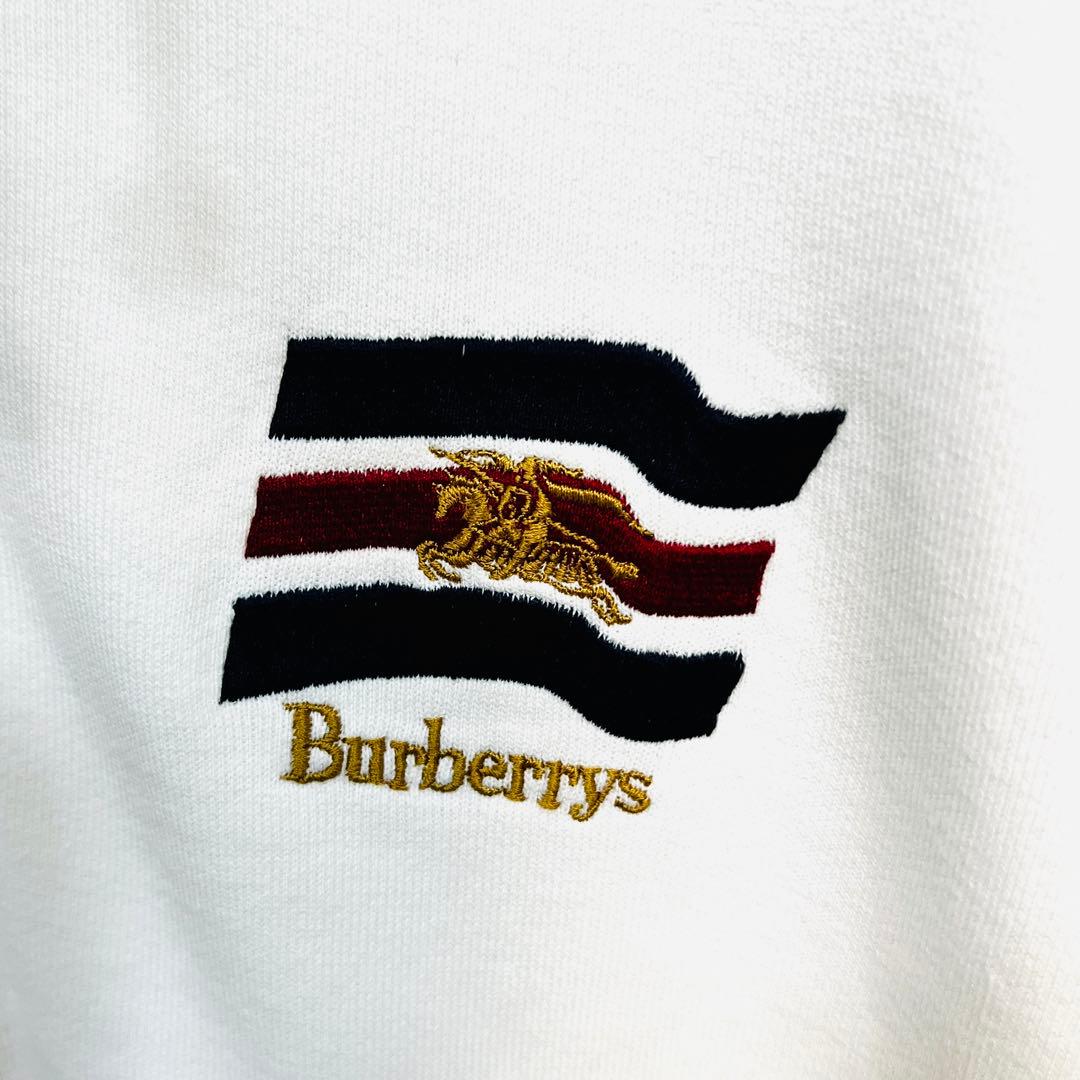 ⭐︎レア⭐︎90s Burberrys ハーフジップ スウェット L 白 三陽商会