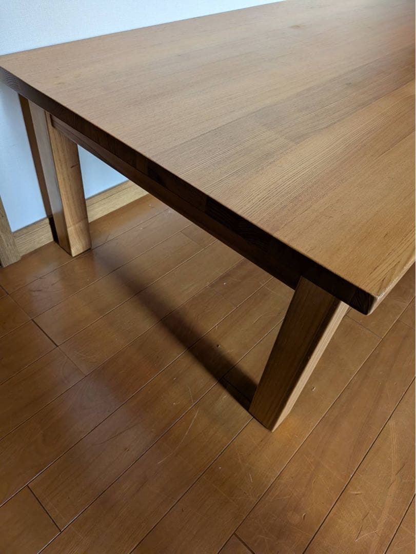 ■送料込■無印良品 木製ローテーブル 引出し タモ センター机デスクダイニング