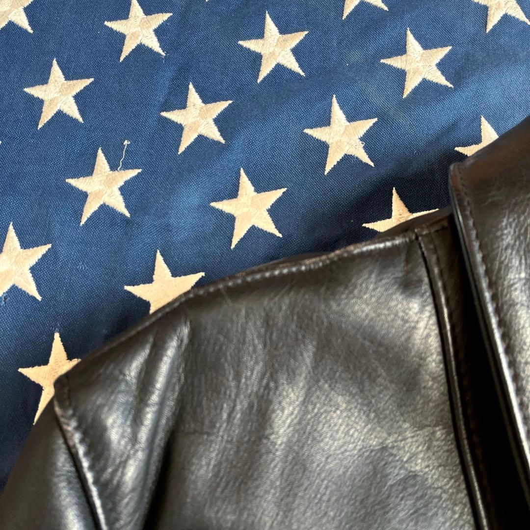 ショット 680 襟付 ライダースジャケット 40 黒 ライナー付 アメリカ製