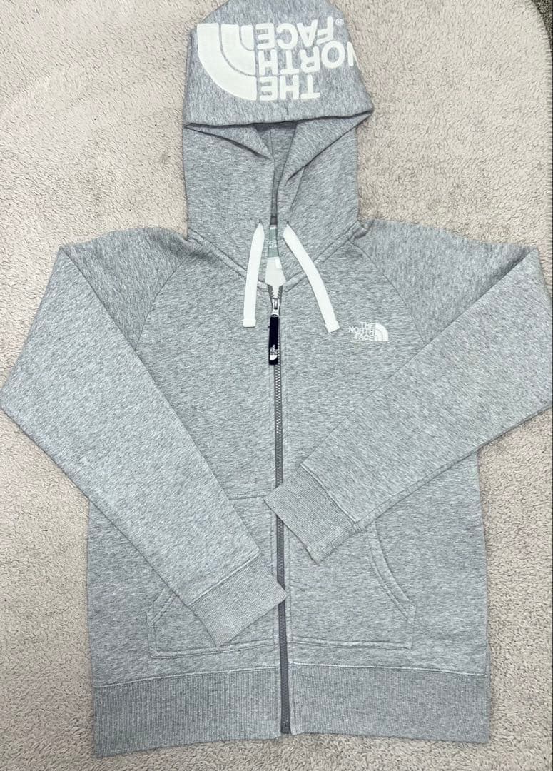 THE NORTH FACE ジップアップパーカー フードロゴ　サイズＬ　グレー