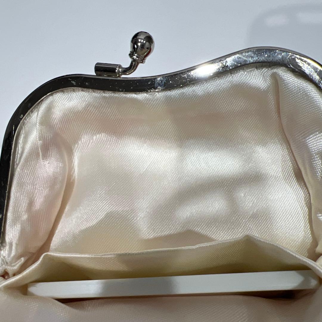 希少　ヴィンテージ　白牡丹　ビーズバッグ　パーティバッグ　レッド