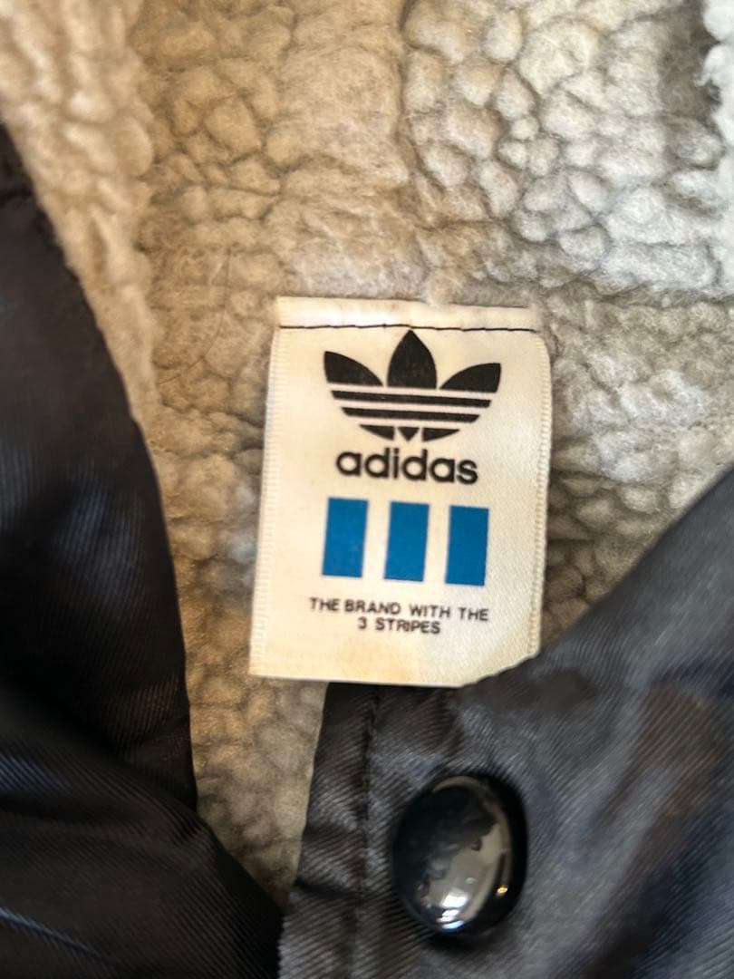 90s デサント製 adidas トレフォイル ベンチコート 日本製　ブラック