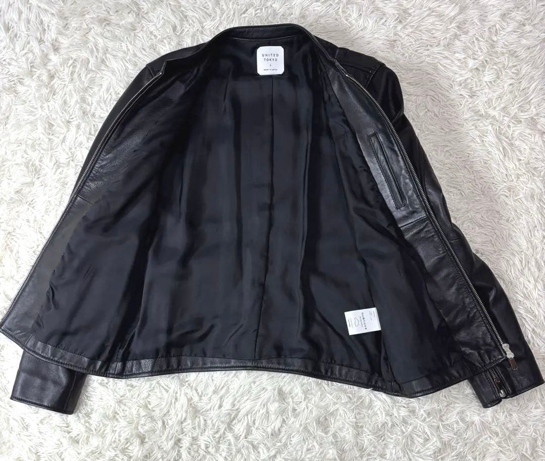 UNITED TOKYO ラムレザー シングル ライダースジャケット 黒 3