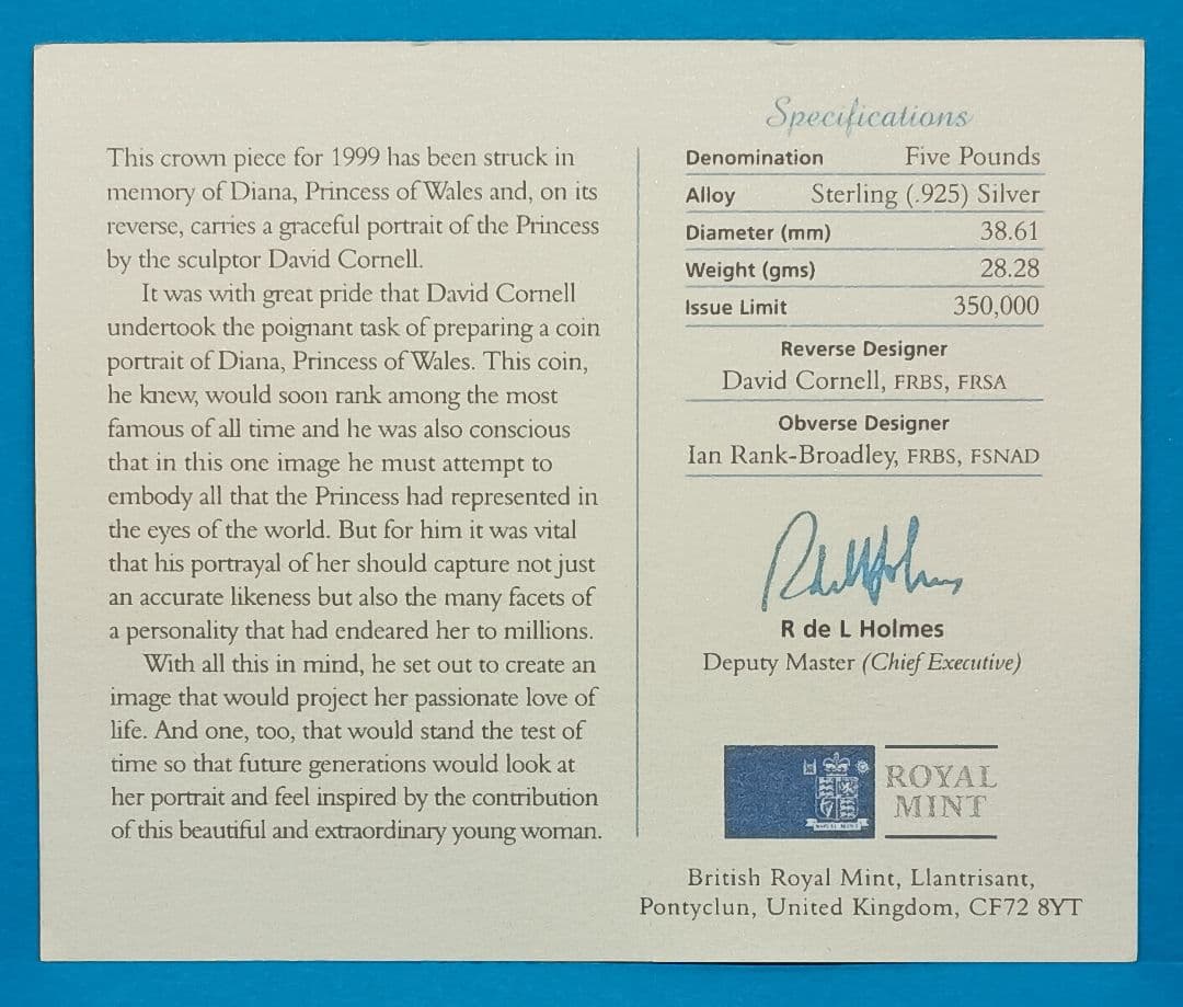 1999 イギリス ダイアナ追悼 5ポンド プルーフ銀貨 NGC PF68UC㉔