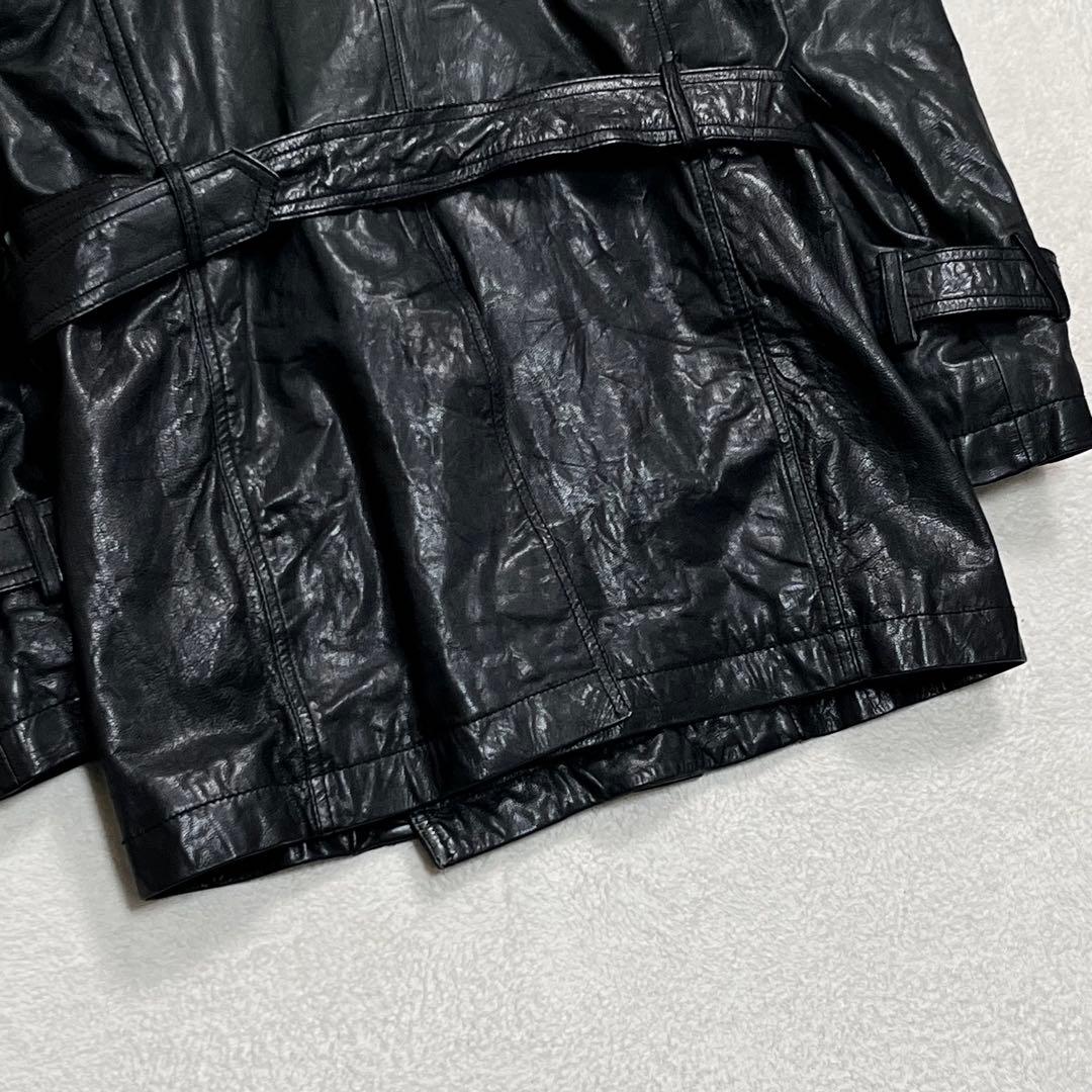 『トランスコンチネンツ』レザートレンチコート 羊革 ベルト エポレット フラップ