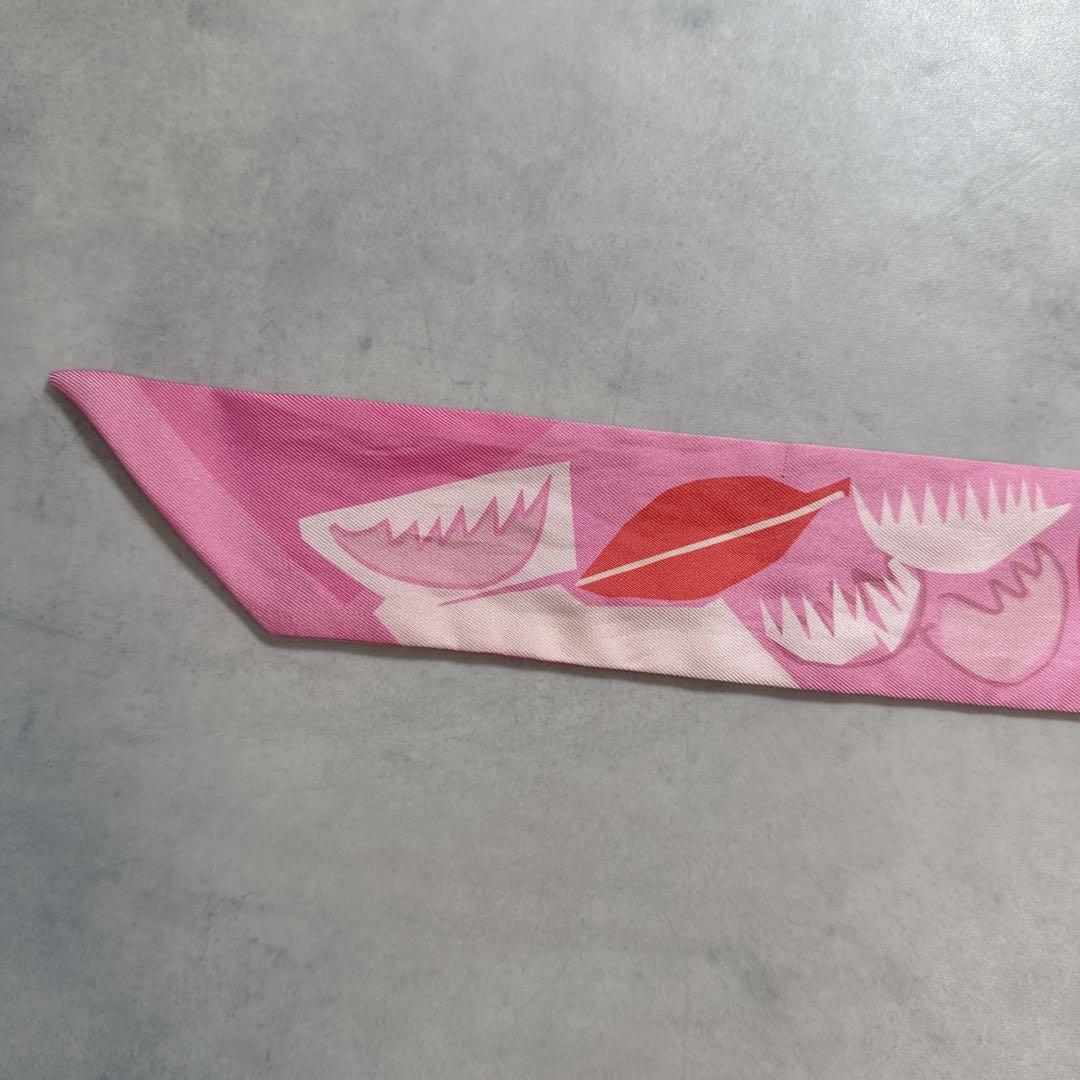 HERMES エルメス ツイリー ピンク 海とサーフとファン シルク スカーフ