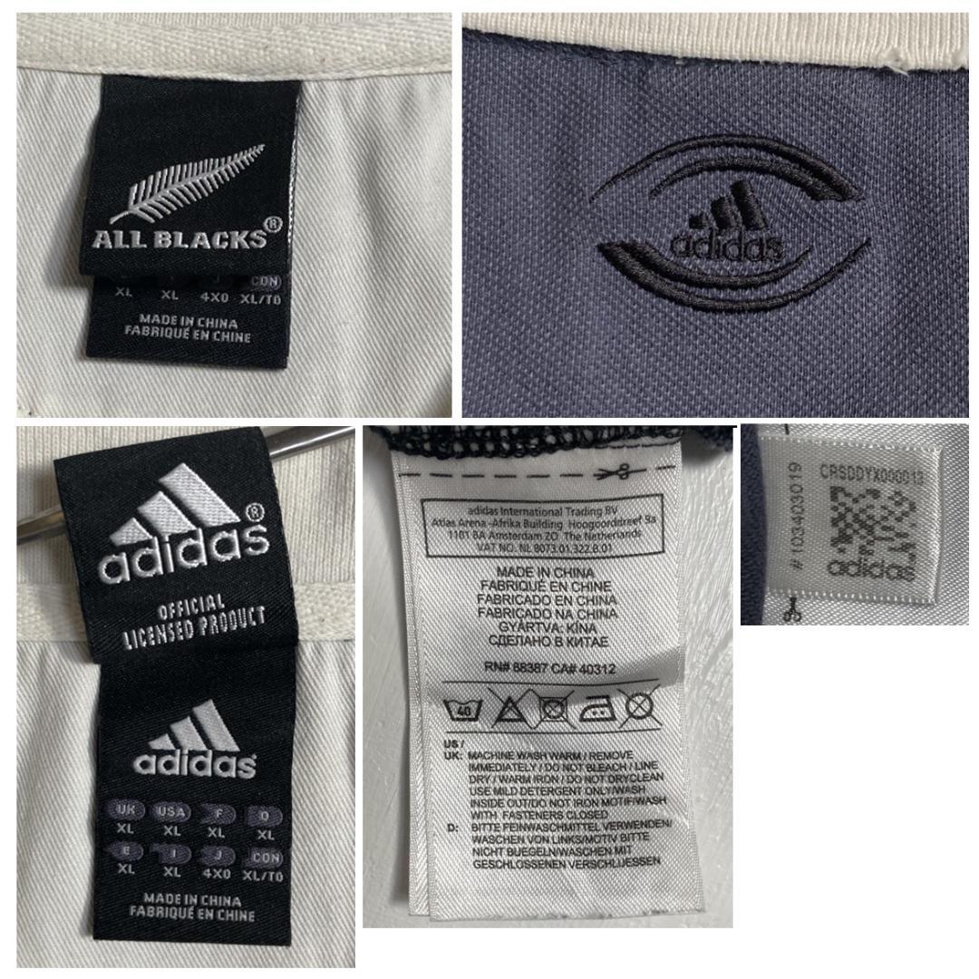 オールブラックス adidas 半袖 ラガーシャツ ボーダー柄 古着 XL