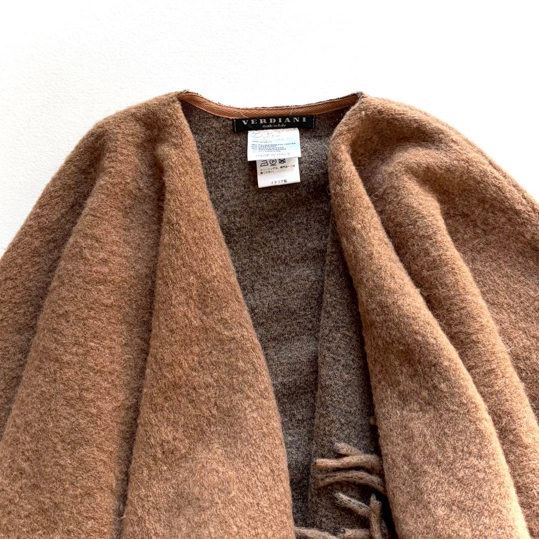 美品 VERDIANI イタリア製 アルパカ混ポンチョコート ゆったり キャメル
