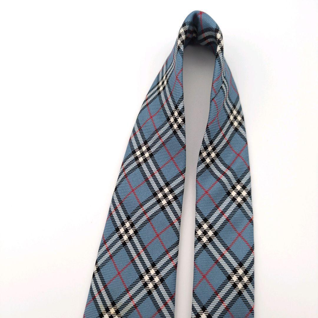 【日本製】バーバリーブラックレーベル ネクタイ ブルー系 ノバチェック 高級