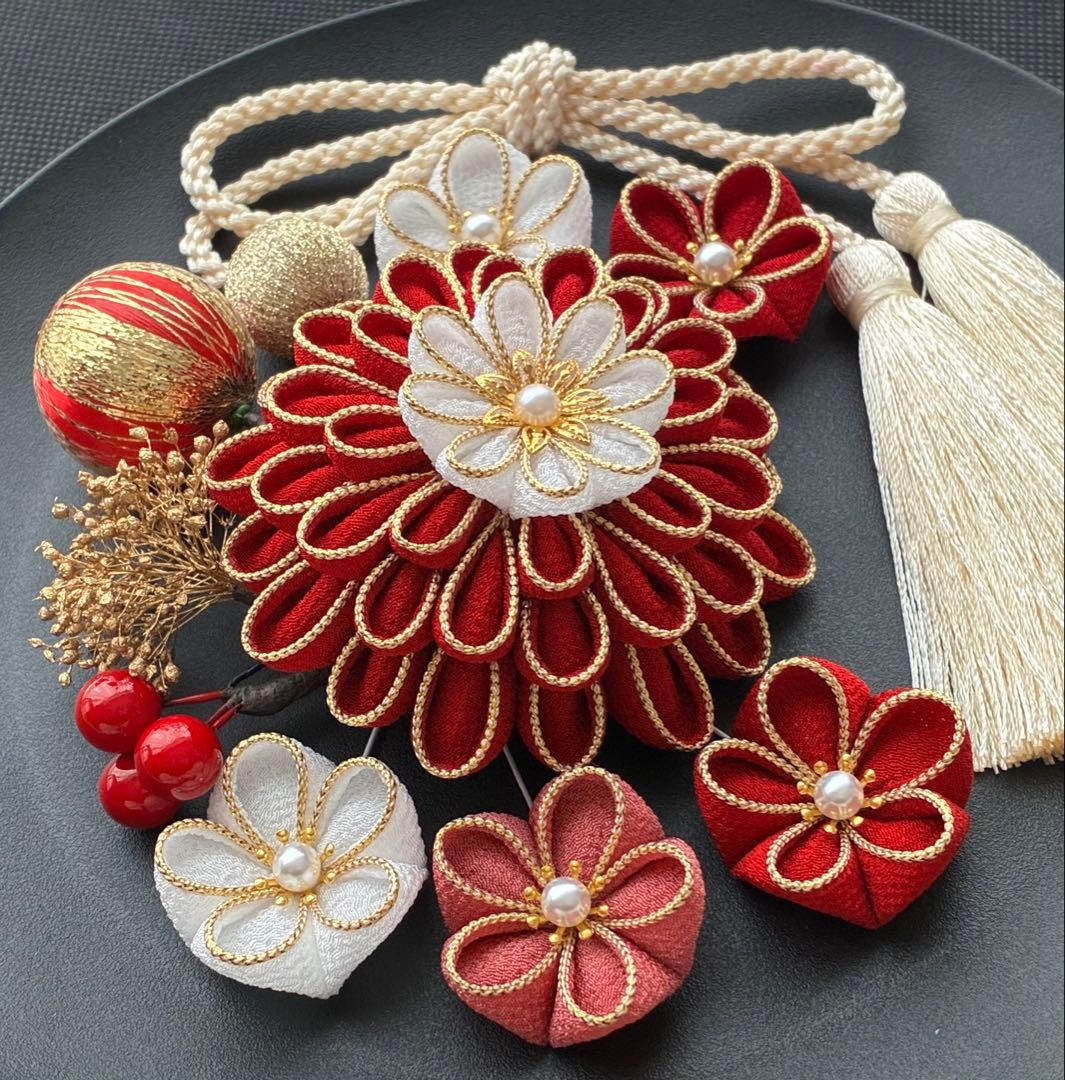 つまみ細工髪飾り 髪飾り 和装髪飾り 成人式 結婚式 卒業式 七五三