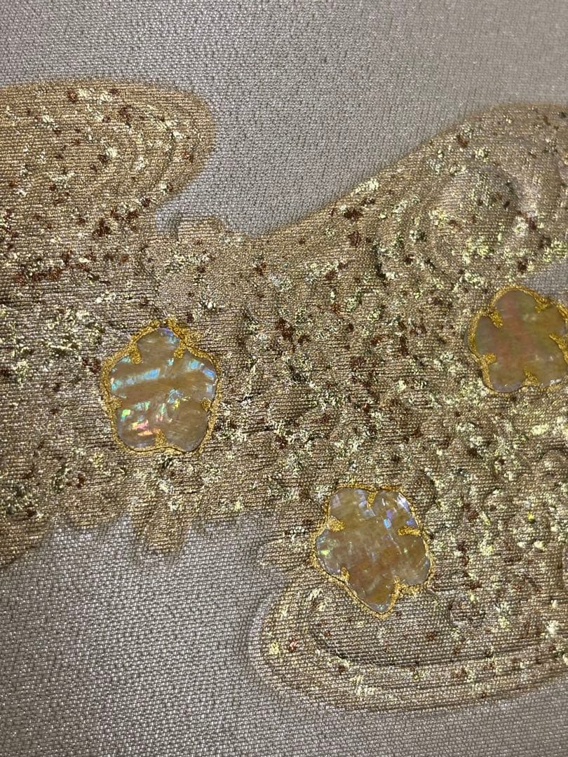 和装用草履バッグセット　金色　波模様　桜　螺鈿風装飾　金たたき　新品