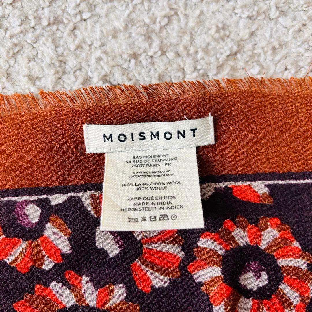 【美品】MOISMONT モワモン フラワースカーフ 70×70 ウール100%