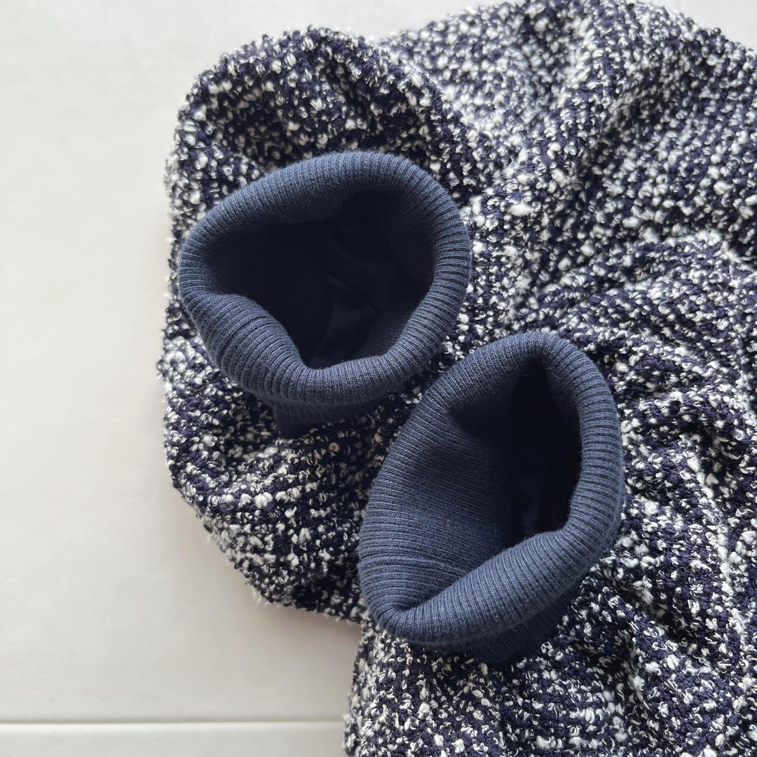 JENNE ジェンヌ ツイード風リラックスパーカー S ネイビー 美品 フード付