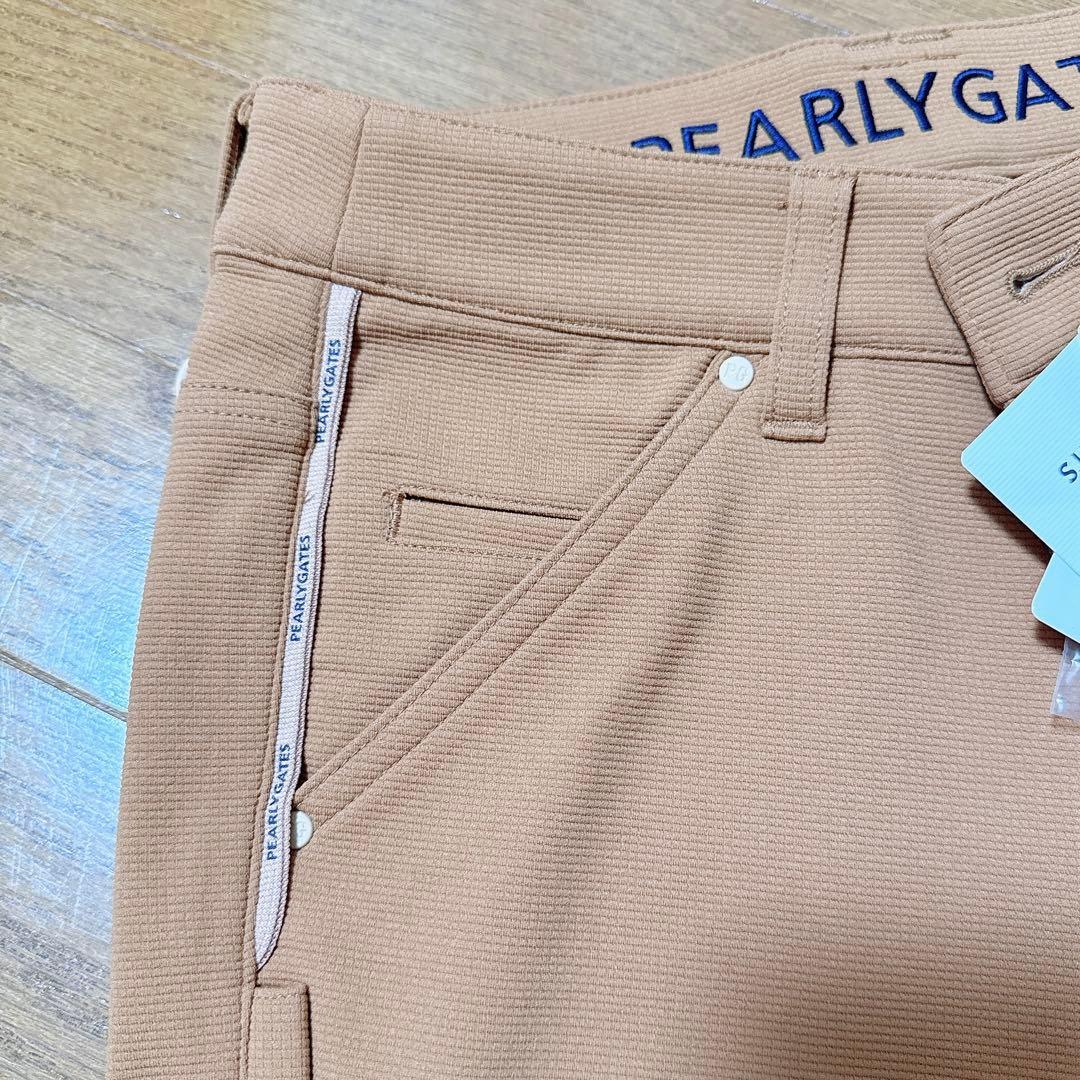 パーリーゲイツ 高ストレッチ パンツ ロゴ刺繍 ブラウン系 0（S相当）