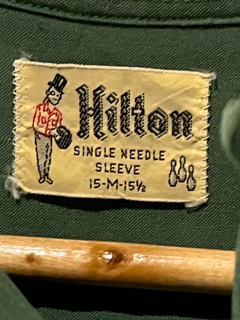 50's hilton ヒルトン　ボーリングシャツ　緑　レーヨン　ビンテージ