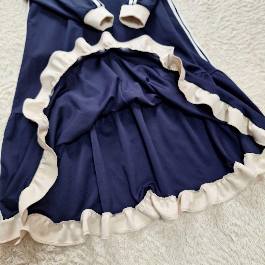 PUNYUS プニュズ　フリルジャージワンピース　ネイビー　サイズ1