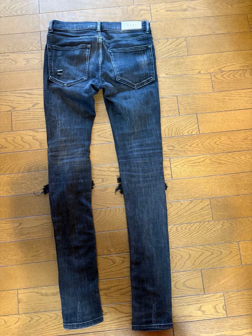 mnml ダメージ加工 スキニーデニム ブラック