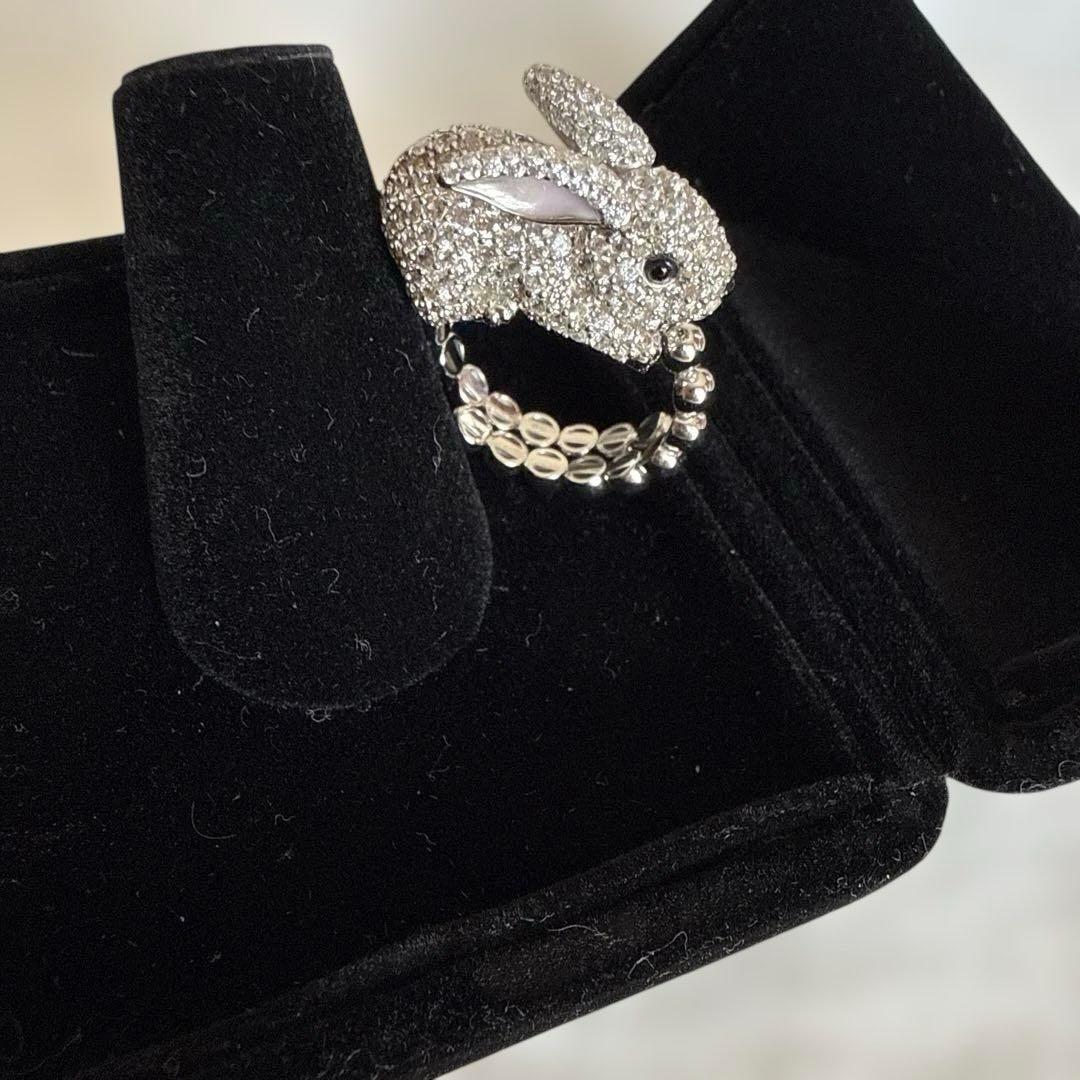 GSTV パラジウムシルバー950 白うさぎ フリーリング