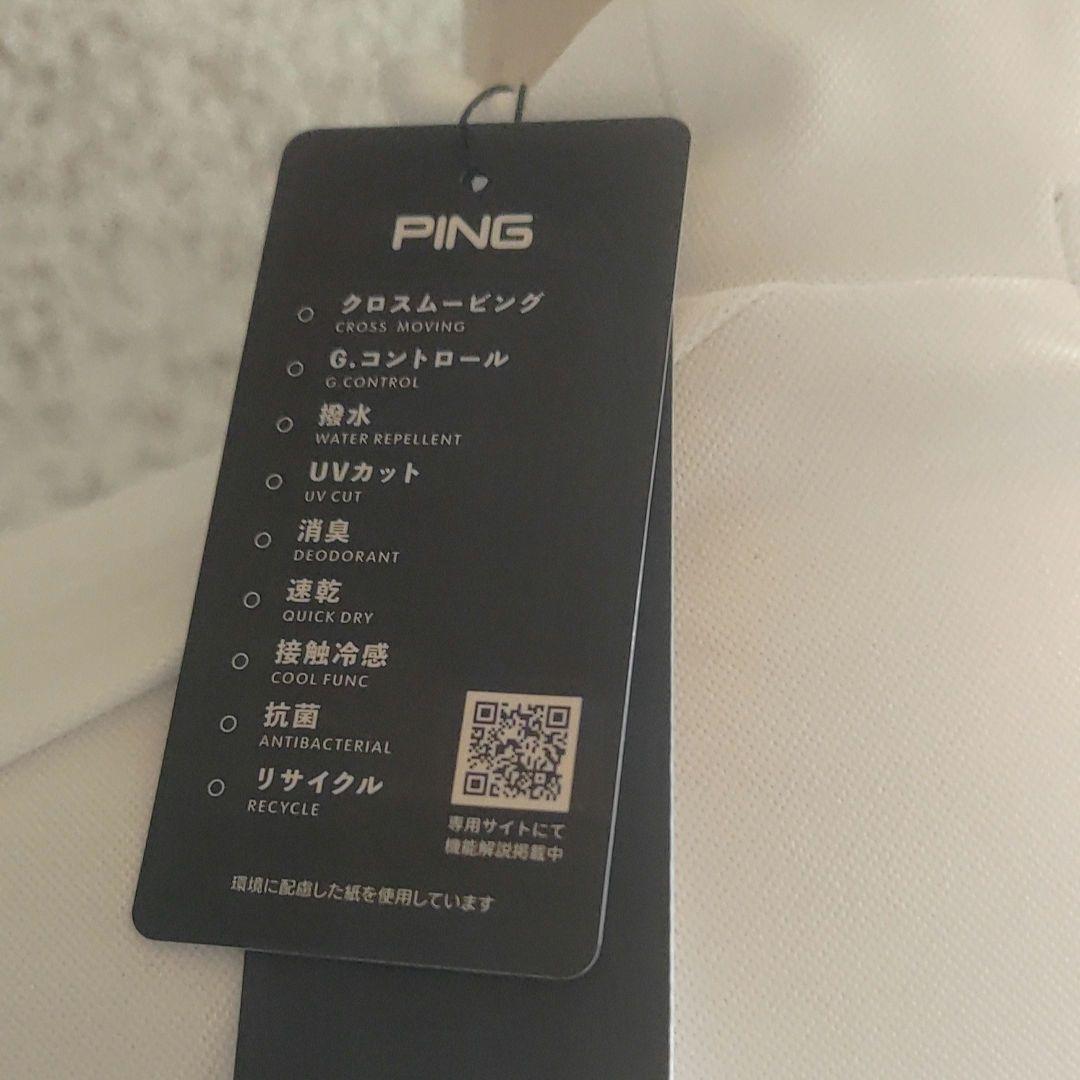 PING ホワイト メンズ 半袖 ハイネックシャツ ゴルフインナー S