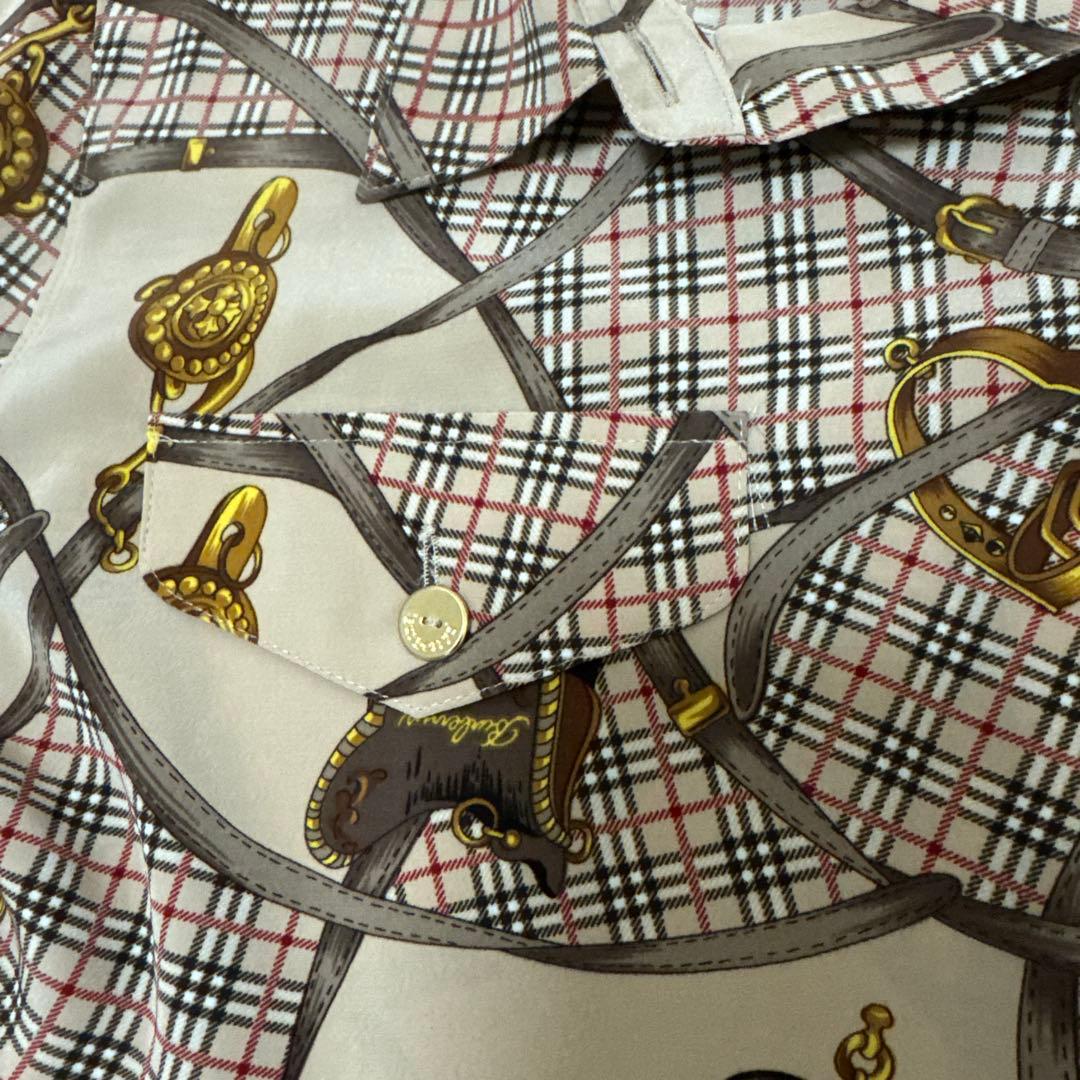 【極美品】金ボタン　burberrys ブラウス　ノバチェック　馬具　総柄