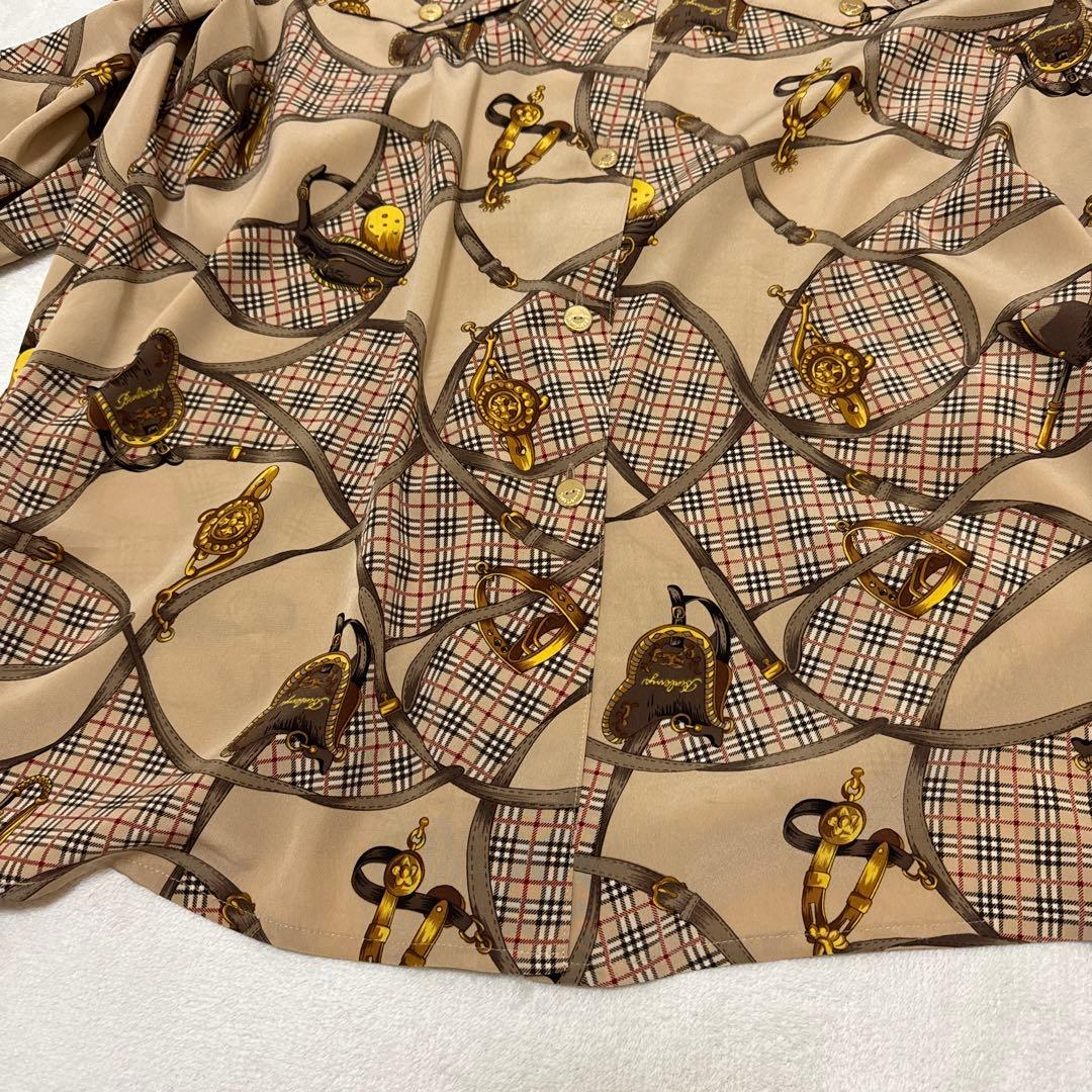 【極美品】金ボタン　burberrys ブラウス　ノバチェック　馬具　総柄