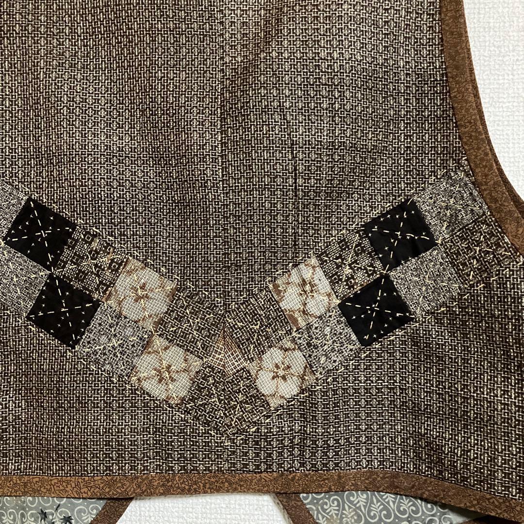 ハンドメイド大島ベストリバーシブル刺し子L〜M寸