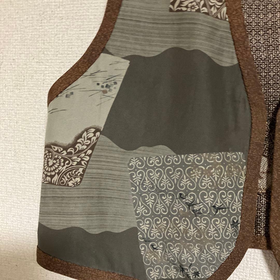 ハンドメイド大島ベストリバーシブル刺し子L〜M寸