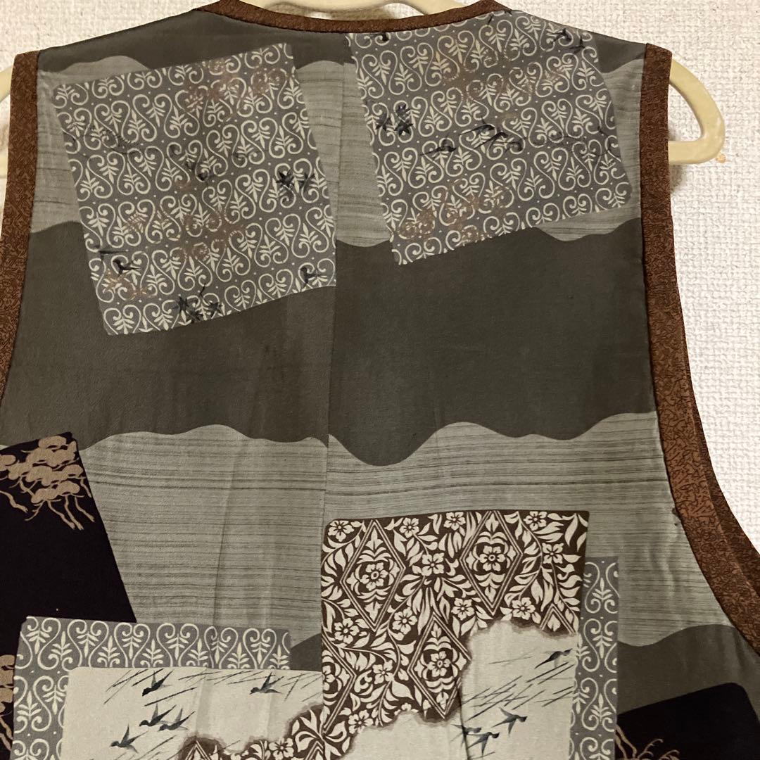 ハンドメイド大島ベストリバーシブル刺し子L〜M寸