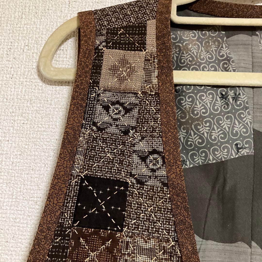 ハンドメイド大島ベストリバーシブル刺し子L〜M寸