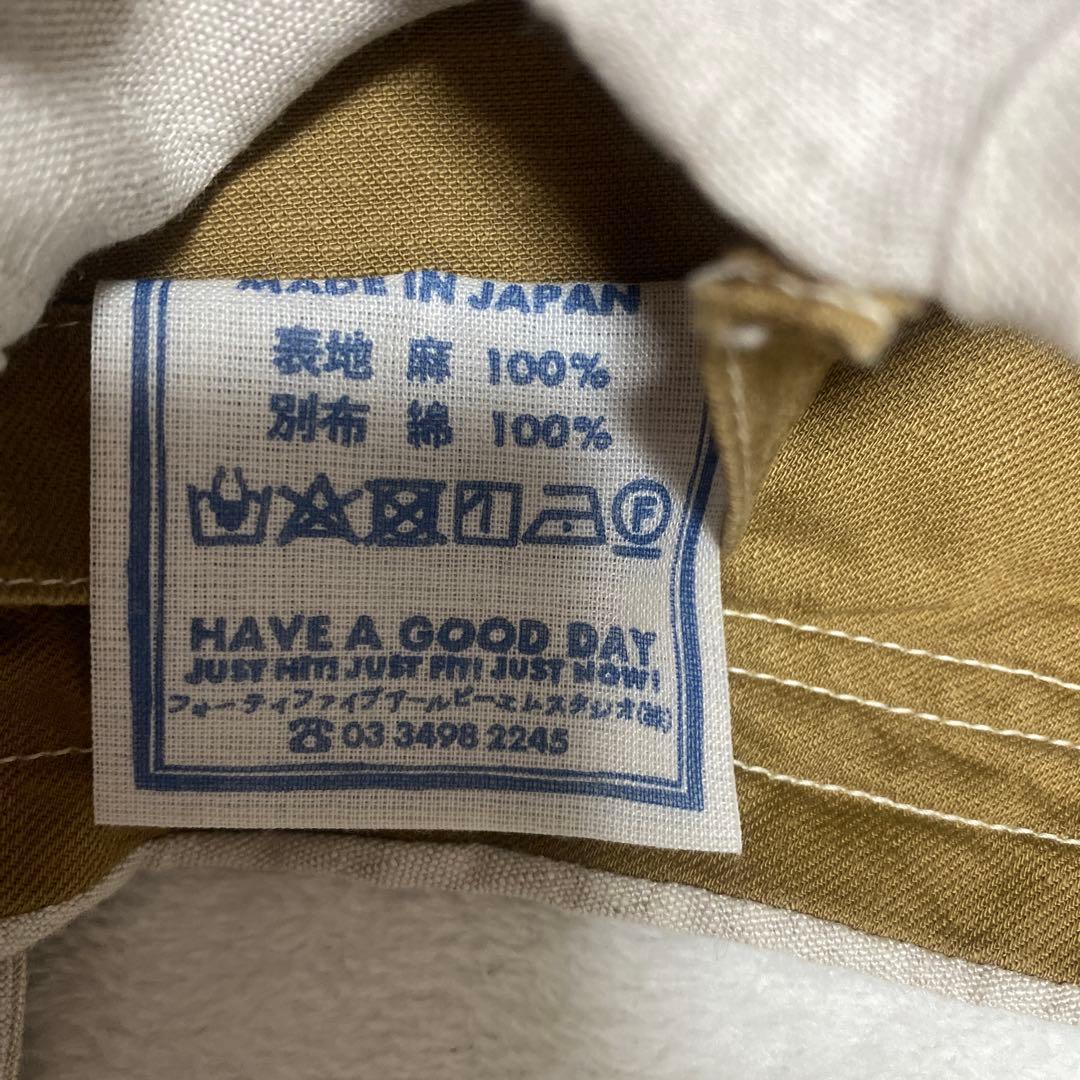 45R リネンベスト　ジレ　4ポケット　白　アイボリー　80410 111