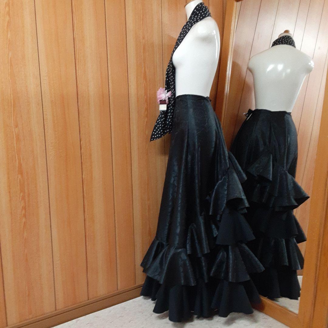 フラメンコ衣装　☆ブラックファルダ　豪華フリル♡