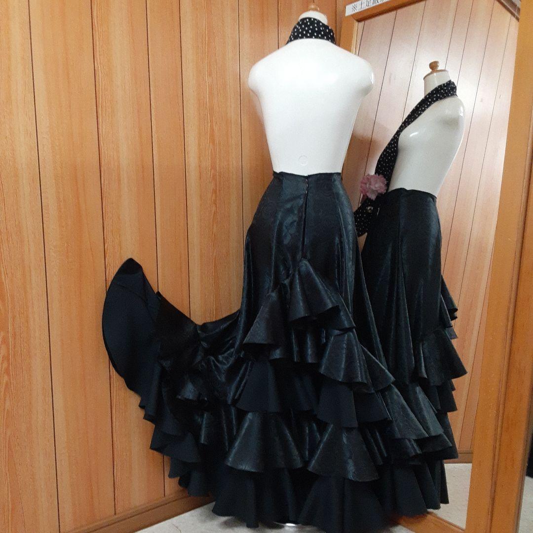 フラメンコ衣装　☆ブラックファルダ　豪華フリル♡
