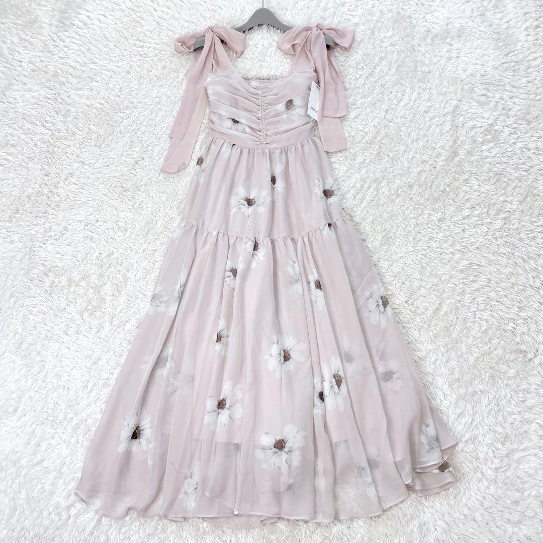 新品✨スナイデル　SNIDEL プリントショルダーリボンワンピース　2025