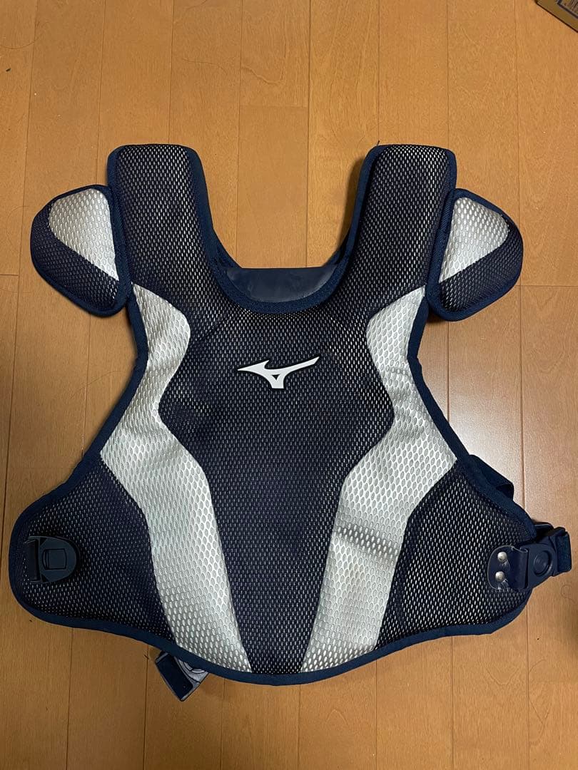 ミズノ プロキャッチャー防具一式軟式用ネイビー/ホワイト バッグ付き