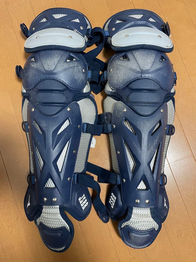 ミズノ プロキャッチャー防具一式軟式用ネイビー/ホワイト バッグ付き