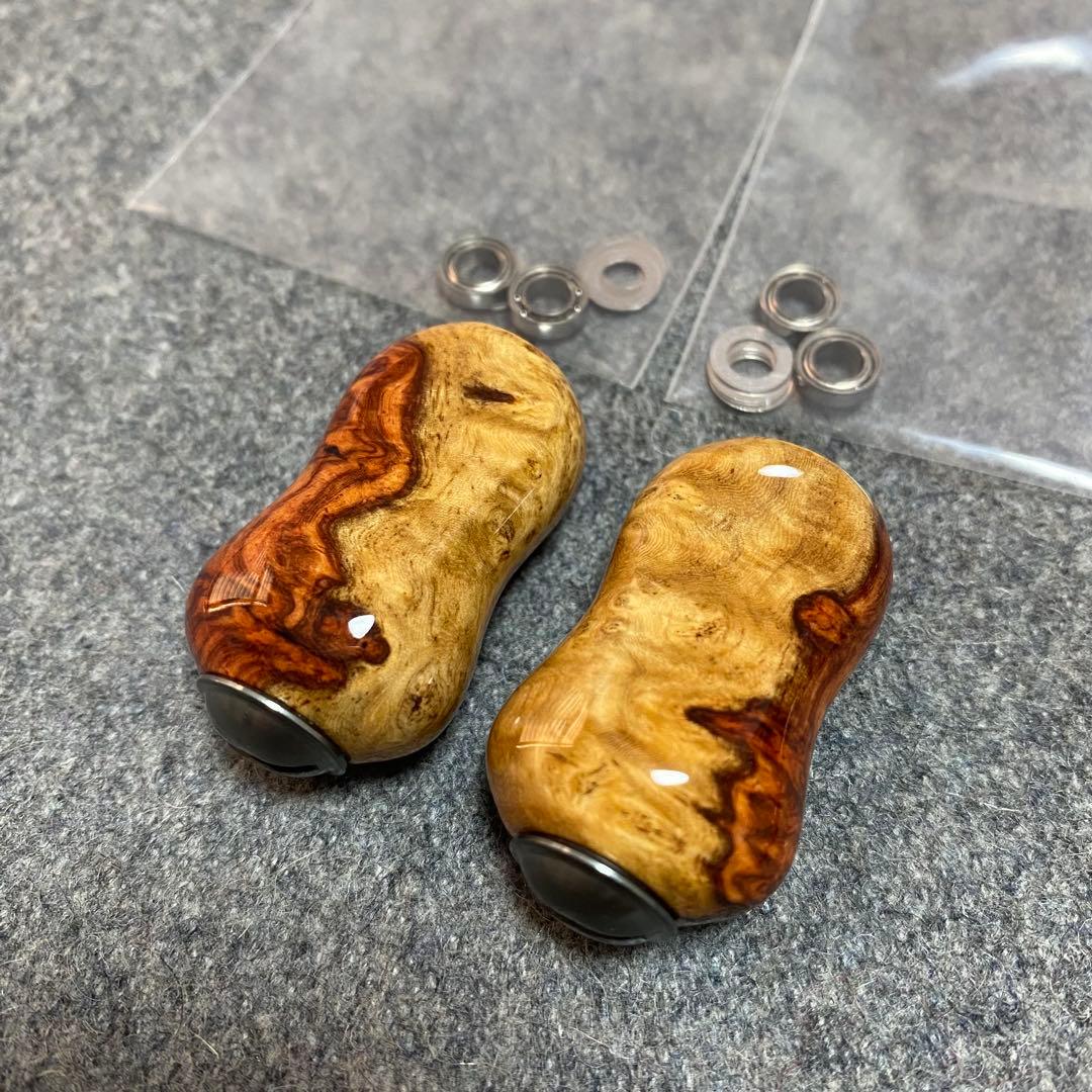 ハンドルノブ　極上本花梨 2点セット　ダイワ、シマノ通用　ネジ調整品付 04