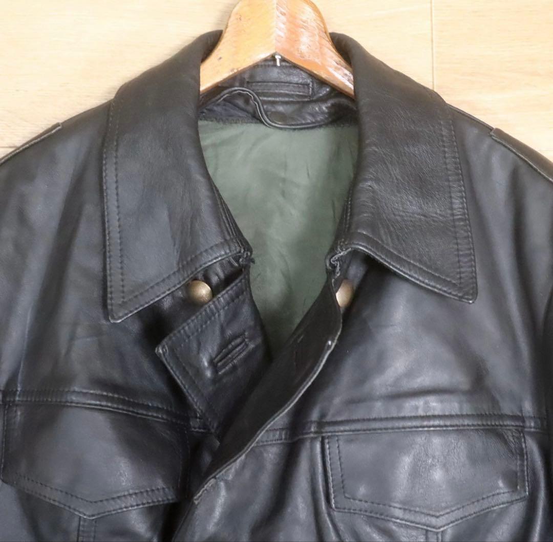80s　ドイツ警察　ポリスマンジャケット　レザージャケット　カーコート　52