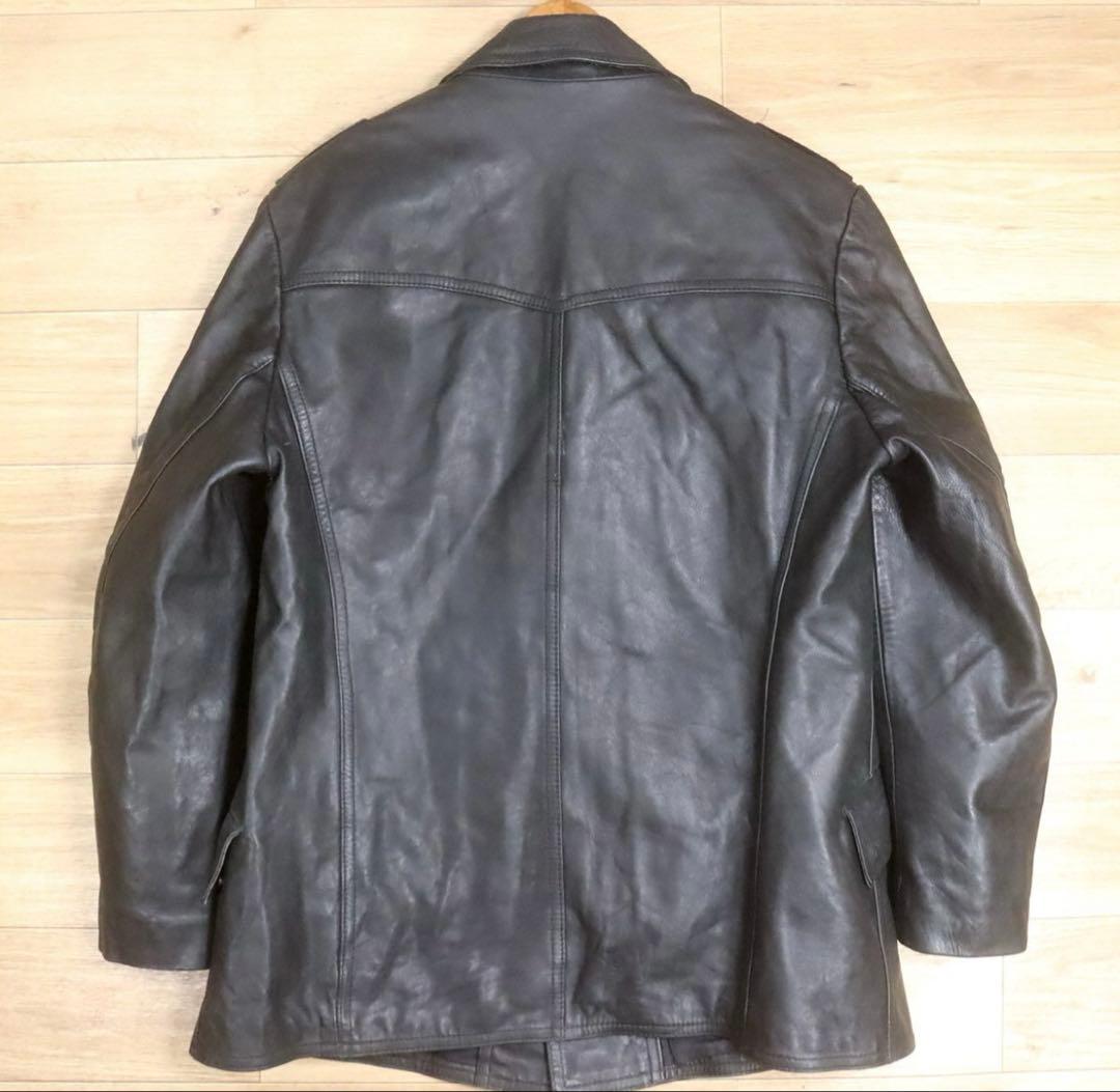 80s　ドイツ警察　ポリスマンジャケット　レザージャケット　カーコート　52