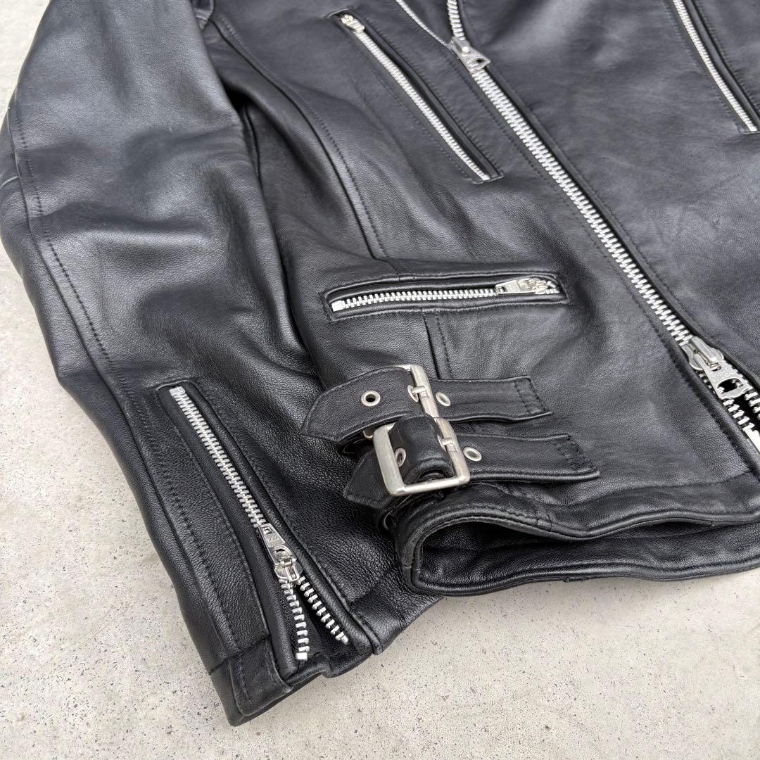 【ヒロ様】JACKROSE 羊革 3 レザー ダブルライダース 短丈 ギミック