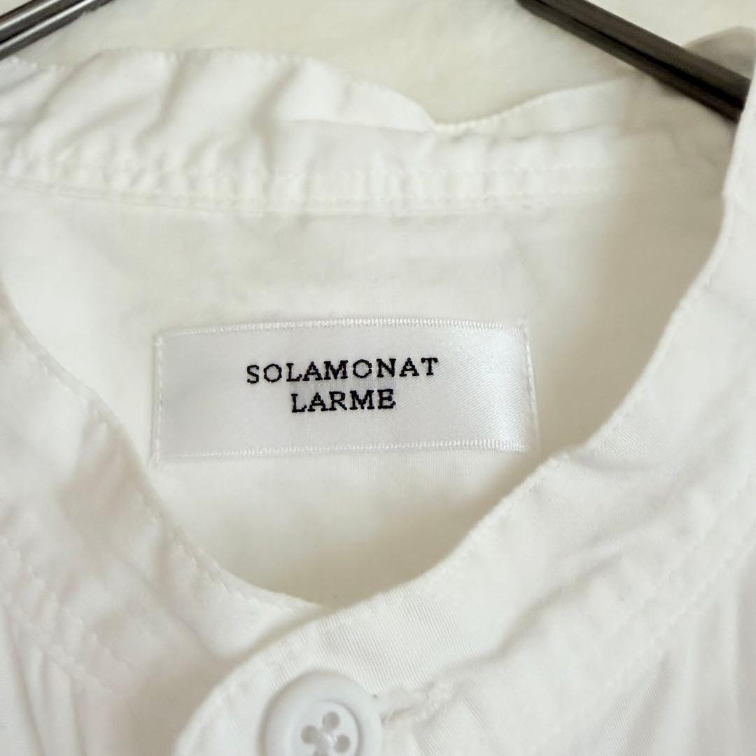 SOLAMONAT LARME スタンドカラーシャツ ホワイト バンドカラー