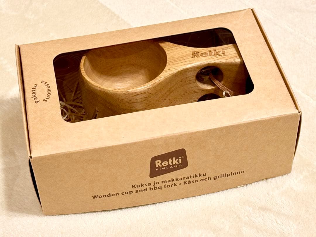 フィンランド Retki 木製　アウトドアマグカップ　ソーセージ刺し